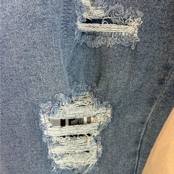 Lane Bryant Mid-Rise Boyfriend Distressed Plaid Patchwork Magic Waist Jeans 20 - Picture 7 of 10